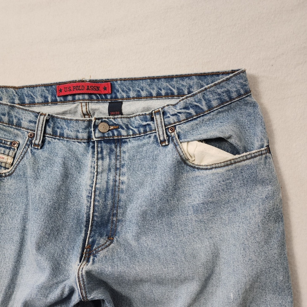 Vintage Y2k US Polo Ralph Lauren Assn Baggy Jeans Mens 38x30 Blue  Skater Grunge - Picture 6 of 13
